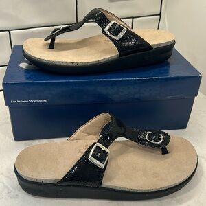 SAS Women Thong Sandals Slide SANIBEL Black Snake 10 M NEW Made in USA